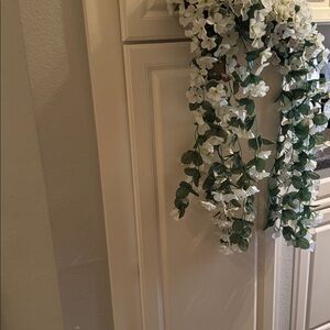 Elegant Green and White Faux Floral Garland
